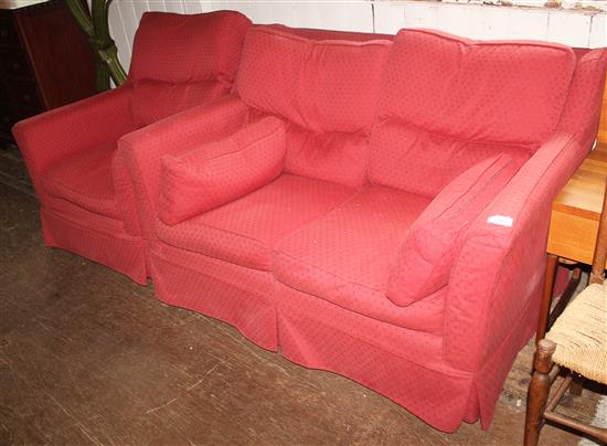 Semi wing back settee and matching chair(-)